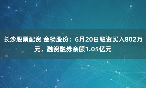 长沙股票配资 金杨股份：6月20日融资买入802万元，融资融券余额1.05亿元